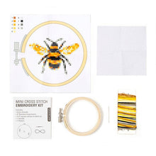 Load image into Gallery viewer, Bee Mini Cross Stitch Embroidery Kit