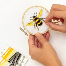 Load image into Gallery viewer, Bee Mini Cross Stitch Embroidery Kit