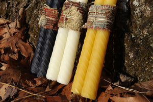 10" Swirl Taper / Candlestick / Dinner Candle  / Beeswax: Natural beeswax