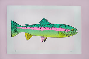 Rainbow Trout Risograph Print
